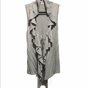 Charming Charlie Ruffled Sleeveless Cardigan